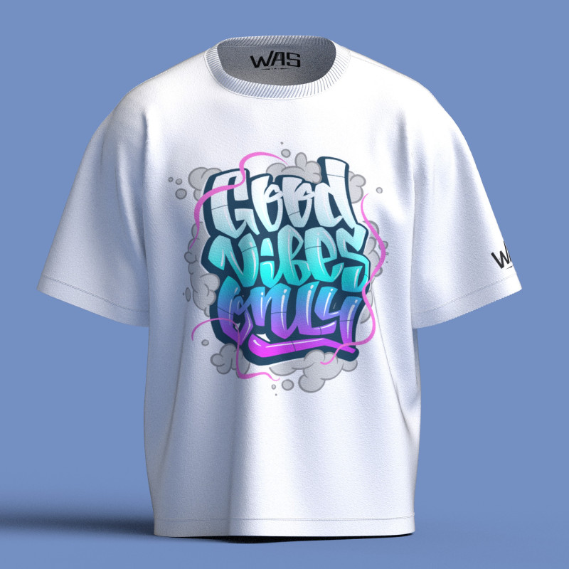Premium White Good Vibes Only Oversized T shirt