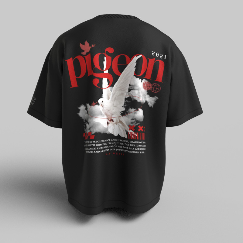 Premium Black Pigeon Oversized T shirt